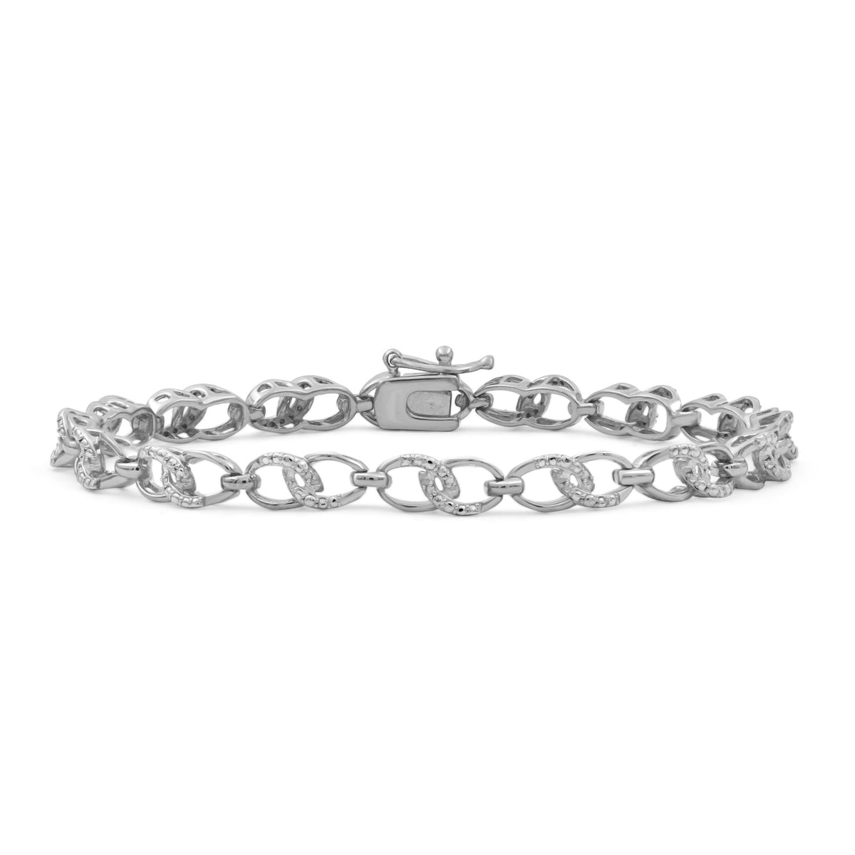 Accent White Diamond Sterling Silver Link Bracelet - Assorted Colors