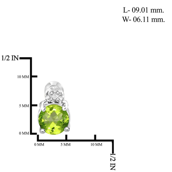 JewelonFire 1.00 Carat T.G.W. Peridot and White Diamond Accent Sterling Silver Stud Earrings - Assorted Colors