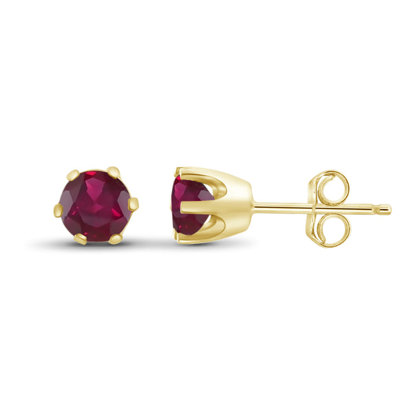 JewelonFire 3/4 Carat T.G.W. Ruby Sterling Silver Stud Earrings - Assorted Colors