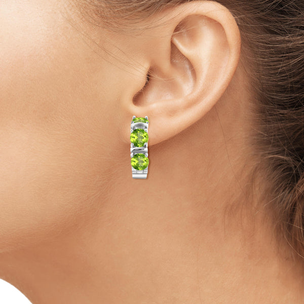 JewelonFire 4 1/2 Carat T.G.W. Peridot Sterling Silver Hoop Earrings - Assorted Colors