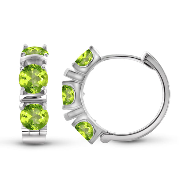 JewelonFire 4 1/2 Carat T.G.W. Peridot Sterling Silver Hoop Earrings - Assorted Colors