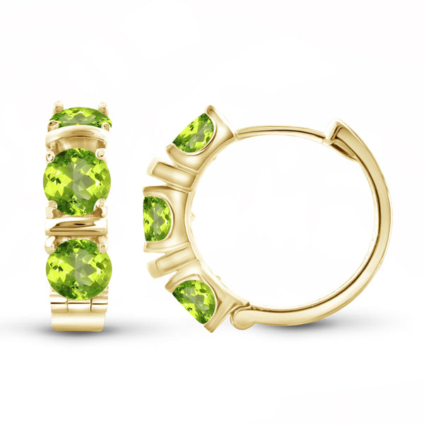 JewelonFire 4 1/2 Carat T.G.W. Peridot Sterling Silver Hoop Earrings - Assorted Colors