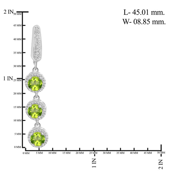 JewelonFire 2 3/4 Carat T.G.W. Peridot and White Diamond Accent Sterling Silver Dangle Earrings - Assorted Colors