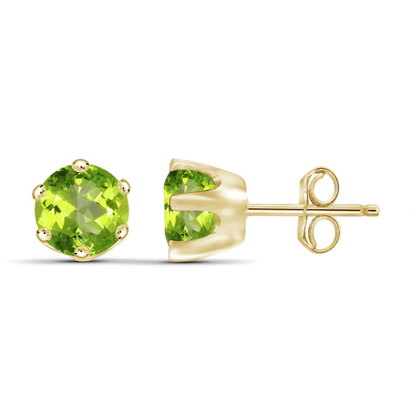 JewelonFire 1 1/5 Carat T.G.W. Peridot Sterling Silver Stud Earrings - Assorted Colors