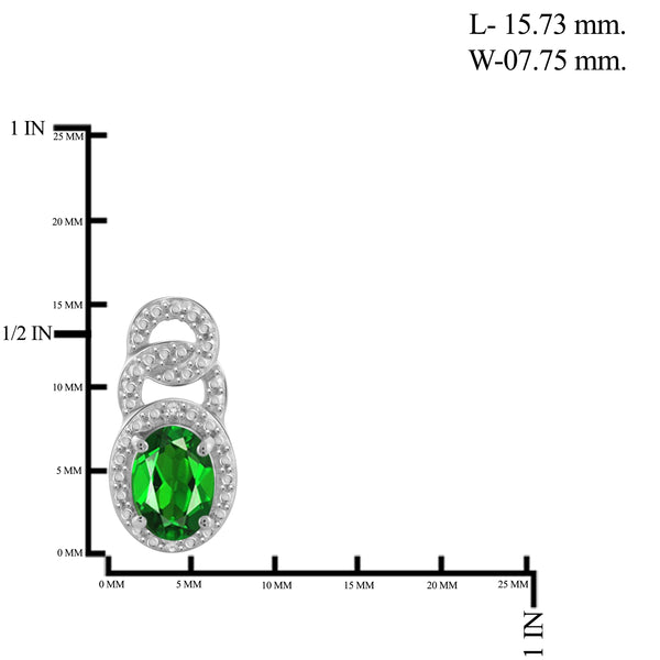 JewelonFire 4.00 Carat T.G.W. Chrome Diopside And 1/20 Carat T.W. White Diamond Sterling Silver 3 Piece Jewelry Set - Assorted Colors