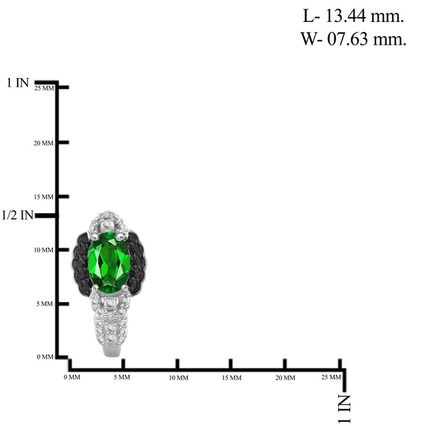 JewelonFire 3.50 Carat T.G.W. Chrome Diopside And 1/10 Carat T.W. Black & White Diamond Sterling Silver 3 Piece Jewelry Set - Assorted Colors