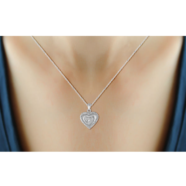 JewelonFire Accent White Diamond Sterling Silver 2 Piece Heart Jewelry Set - Assorted Colors