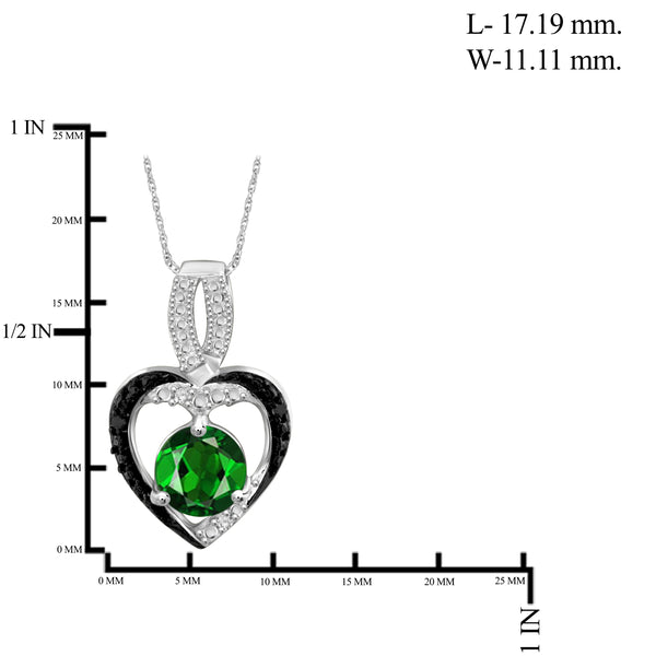 JewelonFire 2.10 Carat T.G.W. Chrome Diopside And 1/20 Carat T.W. Black & White Diamond Sterling Silver 3 Piece Jewelry Set - Assorted Colors