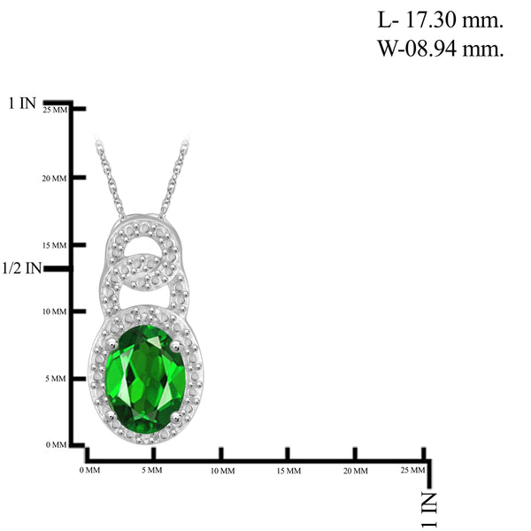 JewelonFire 4.00 Carat T.G.W. Chrome Diopside And 1/20 Carat T.W. White Diamond Sterling Silver 3 Piece Jewelry Set - Assorted Colors