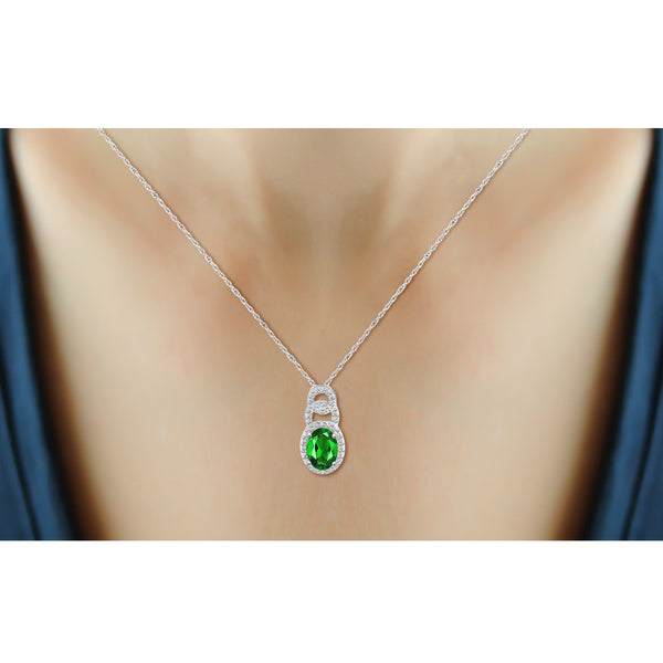 JewelonFire 4.00 Carat T.G.W. Chrome Diopside And 1/20 Carat T.W. White Diamond Sterling Silver 3 Piece Jewelry Set - Assorted Colors