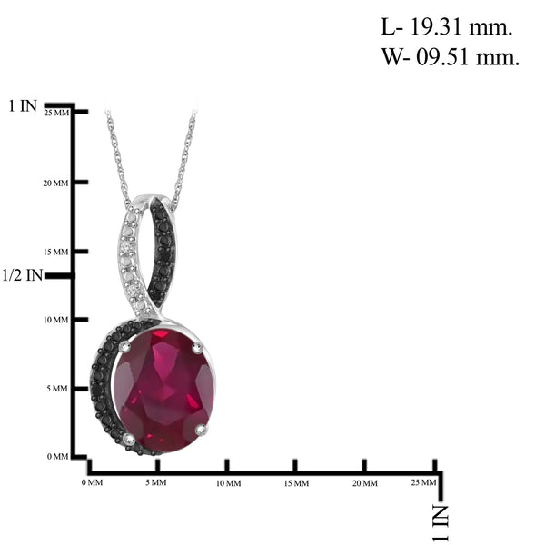 JewelonFire 6.70 Carat T.G.W. Ruby And 1/20 Carat T.W. Black & White Diamond Sterling Silver 3 Piece Jewelry Set - Assorted Colors