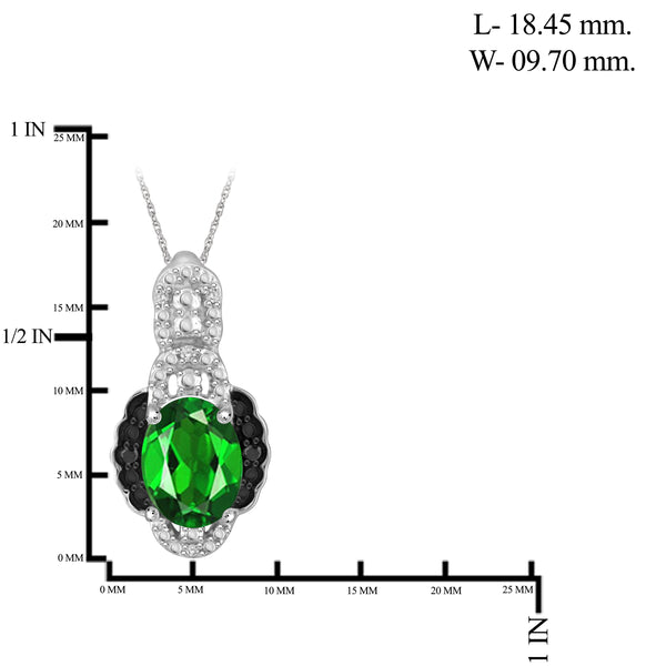 JewelonFire 3.50 Carat T.G.W. Chrome Diopside And 1/10 Carat T.W. Black & White Diamond Sterling Silver 3 Piece Jewelry Set - Assorted Colors