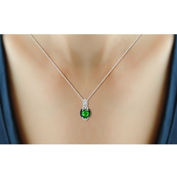 JewelonFire 3.50 Carat T.G.W. Chrome Diopside And 1/10 Carat T.W. Black & White Diamond Sterling Silver 3 Piece Jewelry Set - Assorted Colors