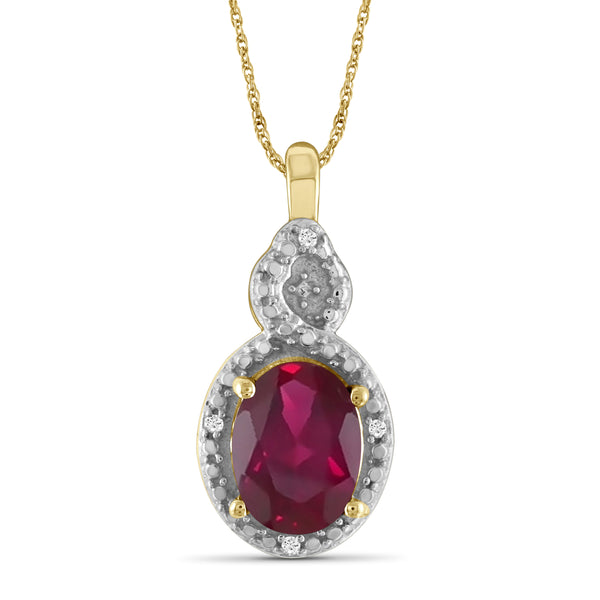 JewelonFire 1.95 Carat T.G.W. Ruby And Accent White Diamond Sterling Silver Pendant - Assorted Colors