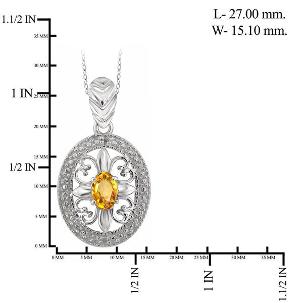 JewelonFire 1/2 Carat T.G.W. Citrine and White Diamond Accent Sterling Silver Pendant - Assorted Colors