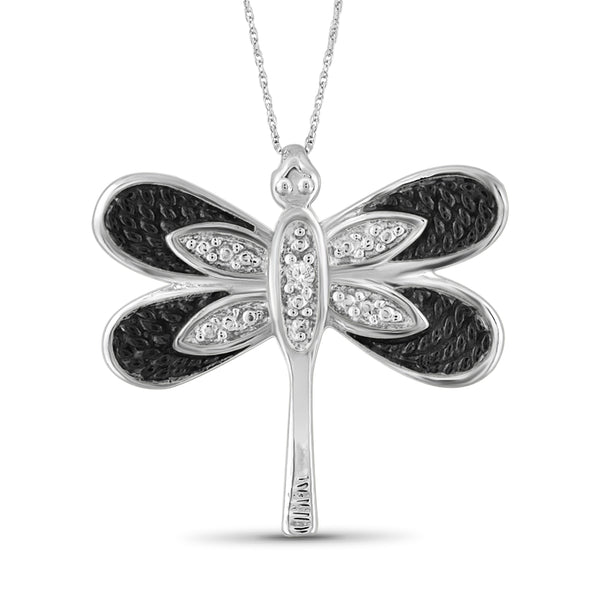 JewelonFire Accent White Diamond Butterfly Pendant in Sterling Silver