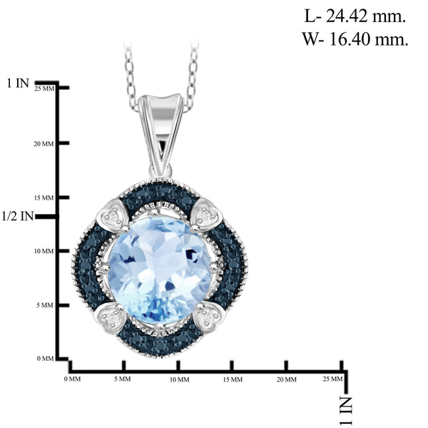 JewelonFire 4 1/4 Carat T.G.W. Sky Blue Topaz And Blue & White Diamond Accent Sterling Silver Pendant - Assorted Colors