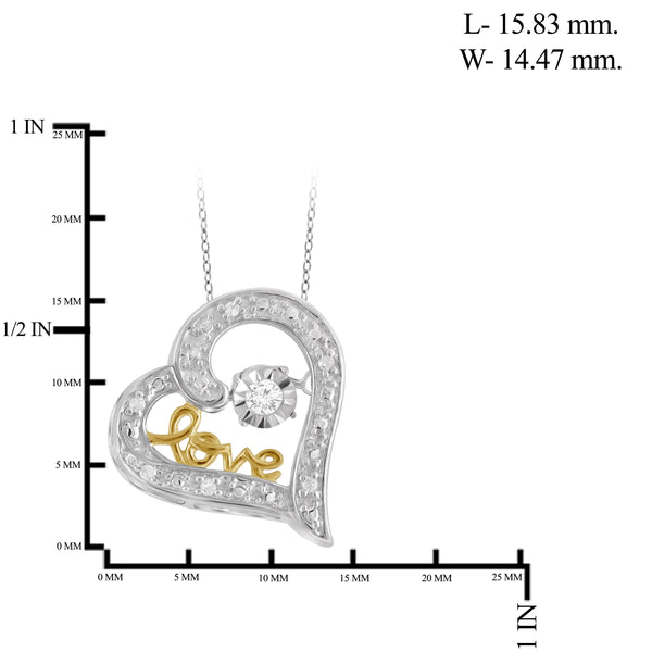 Diamond in the Sky White Diamond Accent Two-tone Sterling Silver Heart Pendant