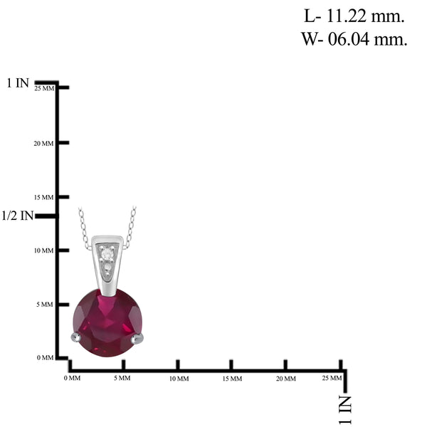 JewelonFire 1 1/5 Carat T.G.W. Ruby and White Diamond Accent Sterling Silver Fashion Pendant - Assorted Colors