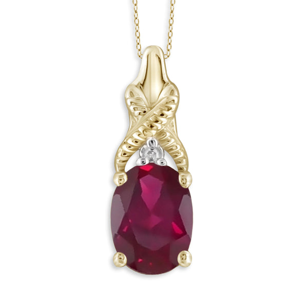 JewelonFire 0.90 Carat T.G.W. Ruby and White Diamond Accent Sterling Silver Pendant - Assorted Colors