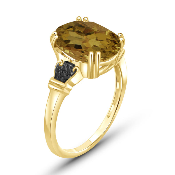 JewelonFire 1 1/2 Carat T.G.W. Whiskey And Black Diamond Accent 14kt Gold Over Silver Fashion Ring