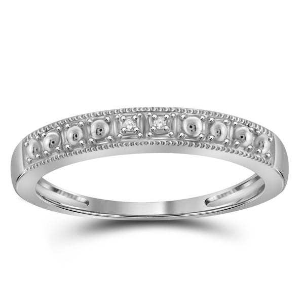 JewelonFire Accent White Diamond Sterling Silver Wedding Band