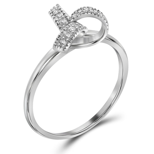 JewelonFire Accent Diamond Sterling Silver Love Knot Ring