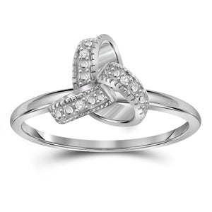 JewelonFire Accent Diamond Sterling Silver Love Knot Ring