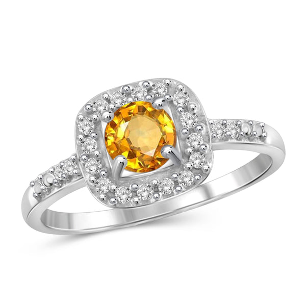 JewelonFire 1/2 Carat T.G.W. Citrine And White Diamond Accent Sterling Silver Ring - Assorted Colors