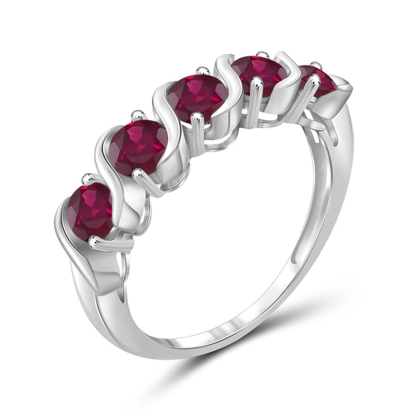 JewelonFire 1 1/2 Carat T.G.W. Ruby Sterling Silver Band- Assorted Colors