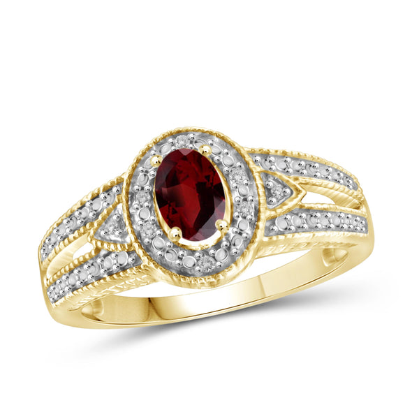 JewelonFire 1/2 Carat T.G.W. Garnet And White Diamond Accent Sterling Silver Ring - Assorted Colors