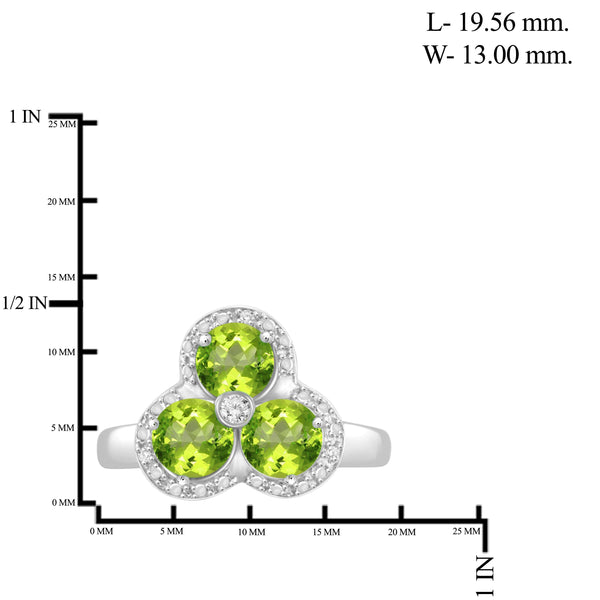 JewelonFire 1 1/3 Carat T.G.W. Peridot and White Diamond Accent Sterling Silver Ring - Assorted Colors