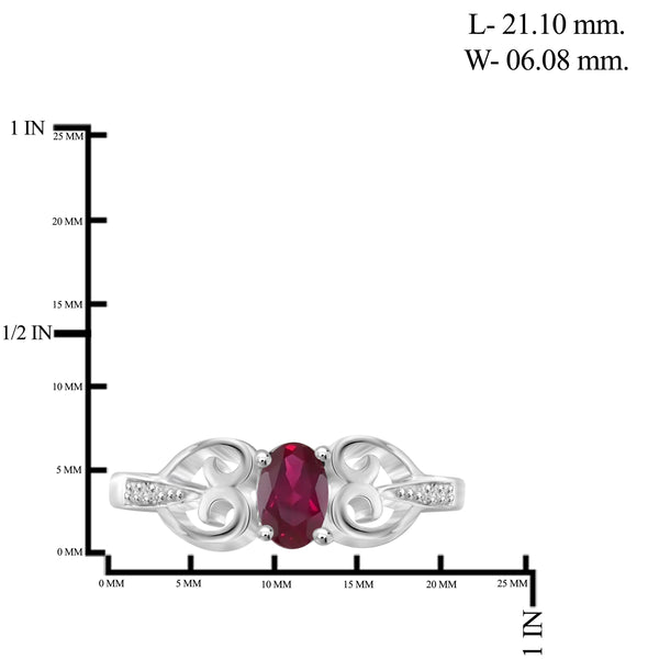 JewelonFire 0.45 Carat T.G.W. Ruby and White Diamond Accent Sterling Silver Ring - Assorted Colors