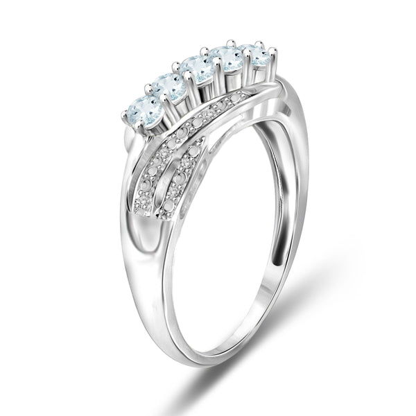 JewelonFire 1/3 Carat T.G.W. Aquamarine and White Diamond Accent Sterling Silver Band - Assorted Colors