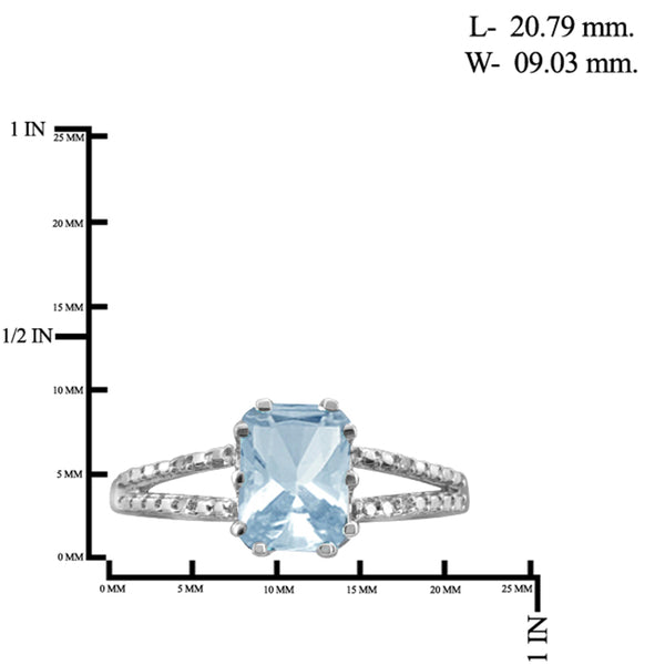 JewelonFire 2.00 Carat T.G.W. Sky Blue Topaz And White Diamond Accent Sterling Silver Ring - Assorted Colors