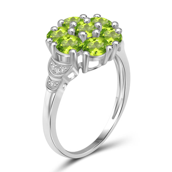 JewelonFire 1 3/4 Carat T.G.W. Peridot And White Diamond Accent Sterling Silver Ring - Assorted Colors