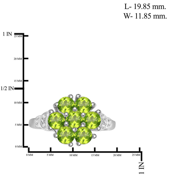 JewelonFire 1 3/4 Carat T.G.W. Peridot And White Diamond Accent Sterling Silver Ring - Assorted Colors