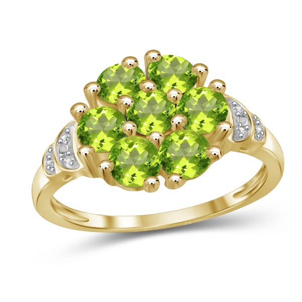 JewelonFire 1 3/4 Carat T.G.W. Peridot And White Diamond Accent Sterling Silver Ring - Assorted Colors