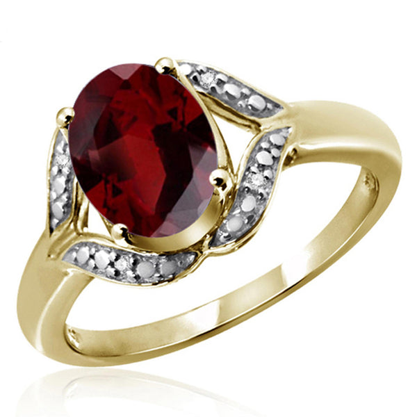 JewelonFire 1 1/2 Carat T.G.W. Garnet And White Diamond Accent Sterling Silver Ring - Assorted Colors