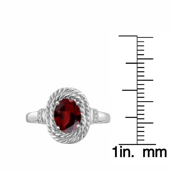 JewelonFire 1 1/2 Carat T.G.W. Garnet And White Diamond Accent Sterling Silver Ring - Assorted Colors