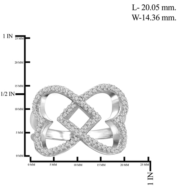 JewelonFire White Diamond Accent Sterling Silver Double Heart Open Ring - Assorted Colors