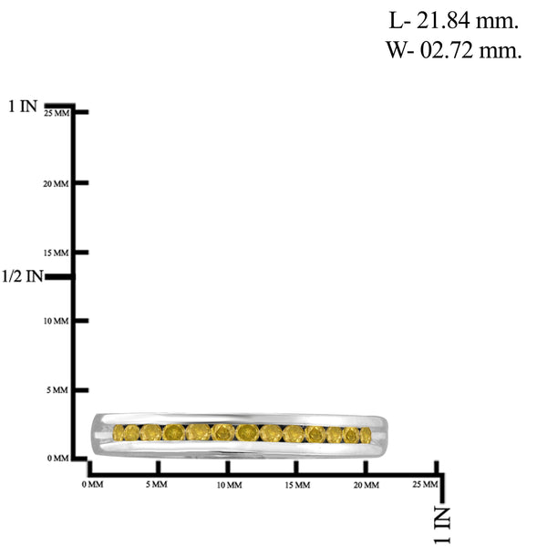 JewelonFire 1/4 Carat T.W. Yellow Diamond Sterling Silver Band Ring