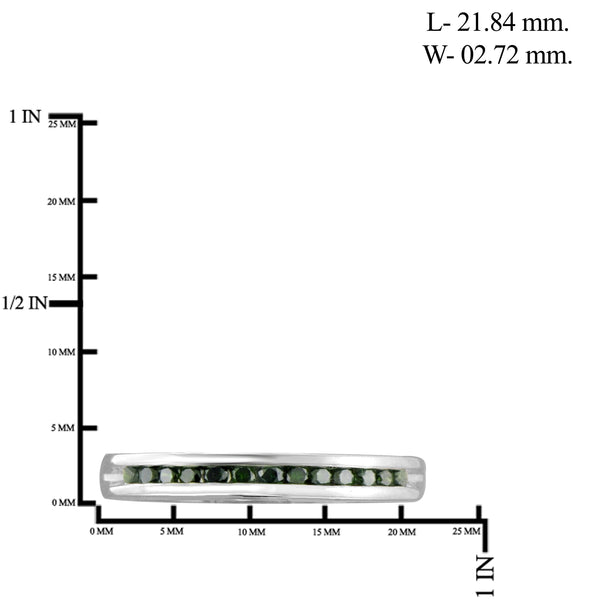 JewelonFire 1/4 Carat T.W. Green Diamond Sterling Silver Band Ring