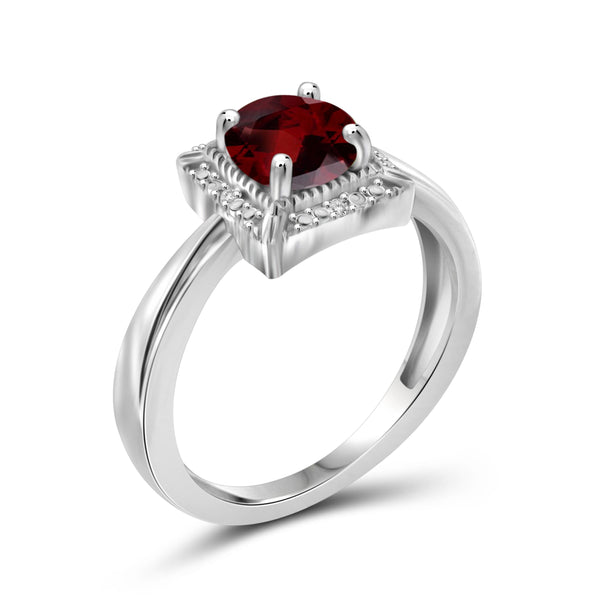 JewelonFire 3/4 Carat T.G.W. Garnet And White Diamond Accent Sterling Silver Ring - Assorted Colors