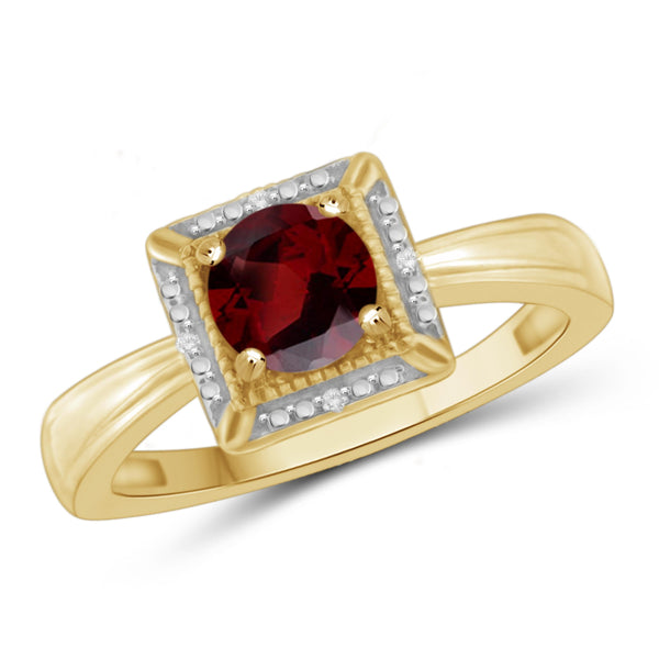 JewelonFire 3/4 Carat T.G.W. Garnet And White Diamond Accent Sterling Silver Ring - Assorted Colors