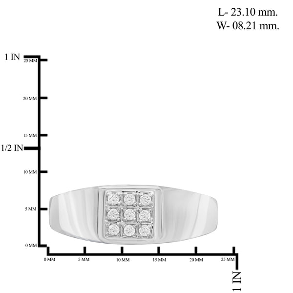 Jewelnova 1/10 Carat T.W. White Diamond 10k Gold Middle Square Men's Ring - Assorted Colors