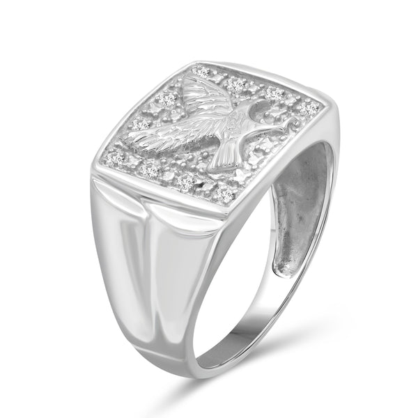 Jewelnova 1/10 Carat T.W. White Diamond 10k White Gold Men's Ring