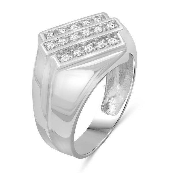 Jewelnova 1/4 Carat T.W. White Diamond 10k White Gold Men's Ring