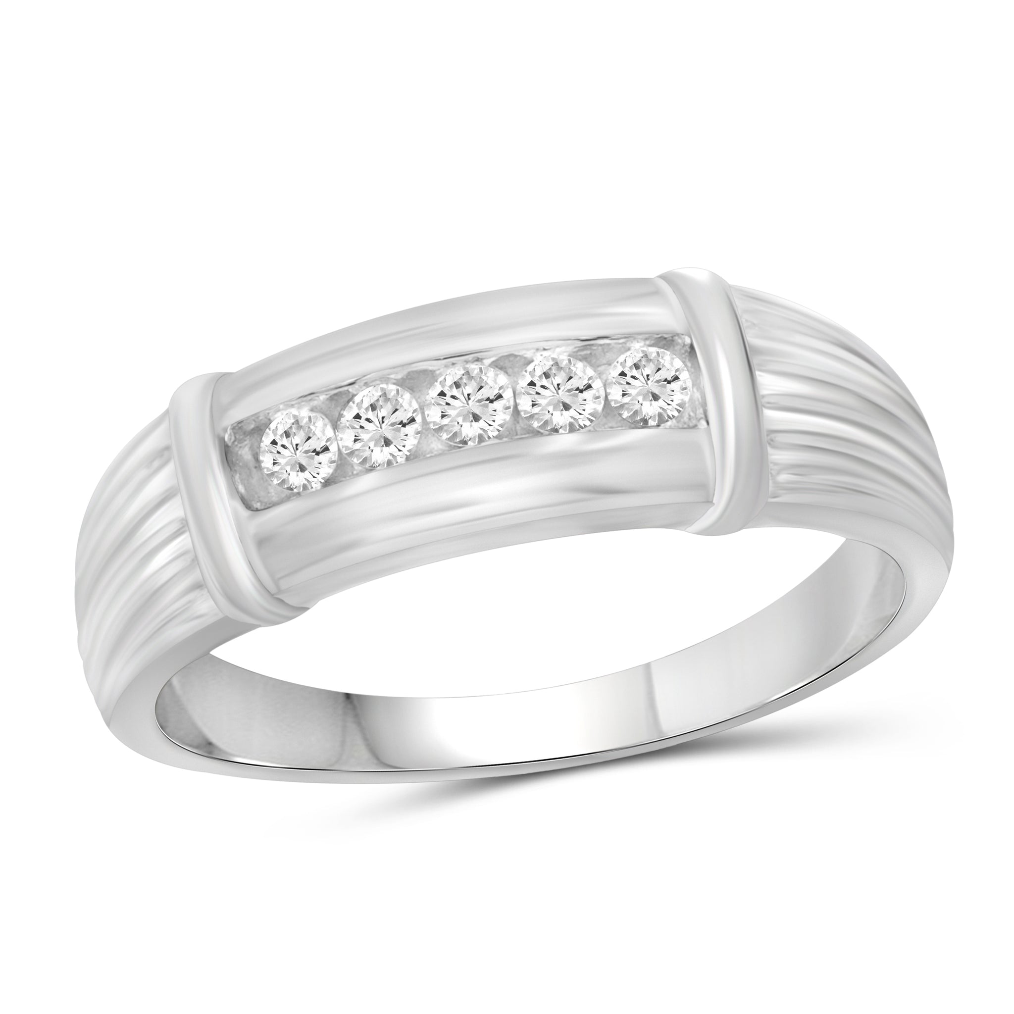 Jewelnova 1/4 Carat T.W. White Diamond 10k White Gold Men's Ring