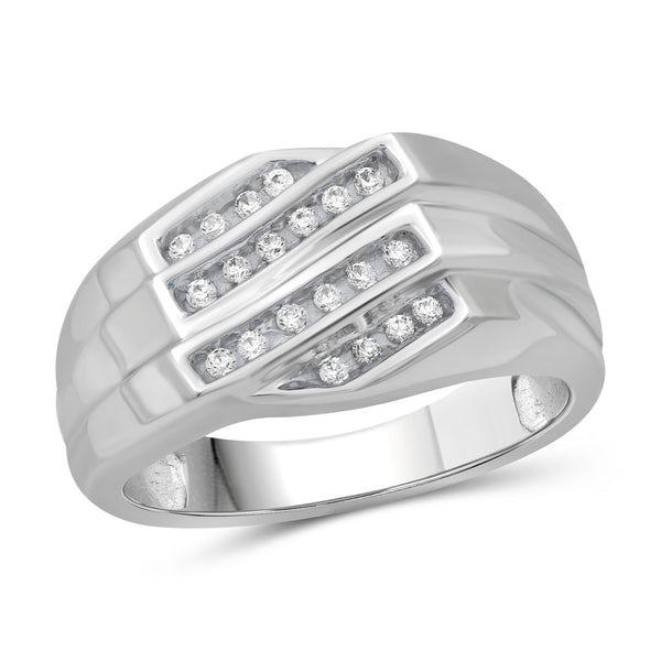 Jewelnova 1/4 Carat T.W. White Diamond 10k White Gold Men's Ring